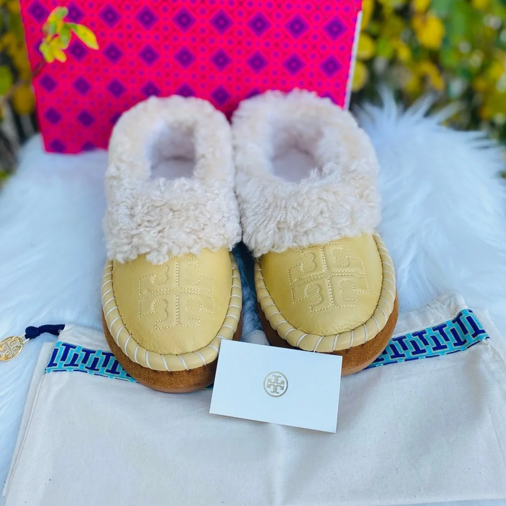 Tory Burch Genuine Shearling Slippers - Picture 2 of 9